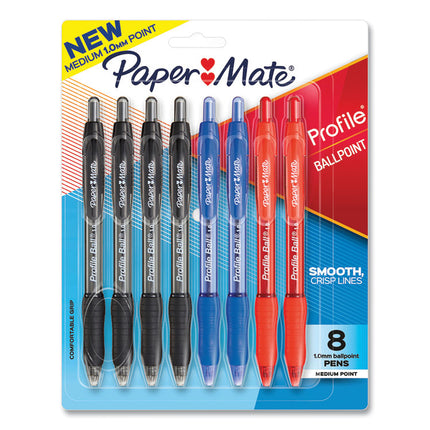 Profile Ballpoint Pen, Retractable, Medium 1 Mm, Assorted Ink And Barrel Colors, 8/pack
