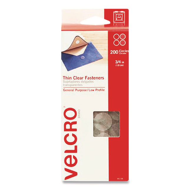 Sticky-Back Fasteners, Complete Sets, 0.75" dia, Clear, 200/Pack