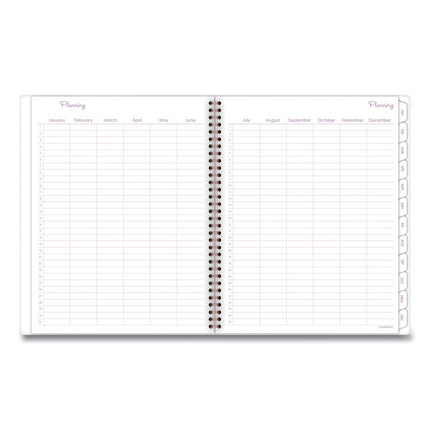 Mina Weekly/Monthly Planner, Floral Artwork, 11 x 8.5, White/Violet/Peach Cover, 12-Month (Jan to Dec): 2025