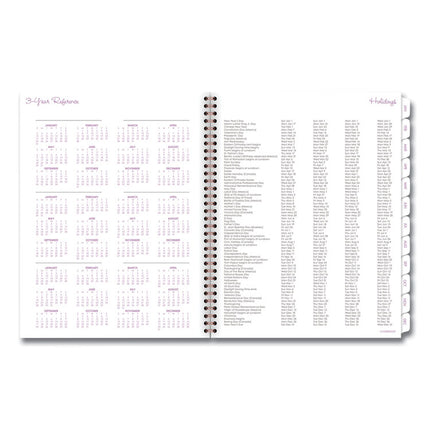 Mina Weekly/Monthly Planner, Floral Artwork, 11 x 8.5, White/Violet/Peach Cover, 12-Month (Jan to Dec): 2025