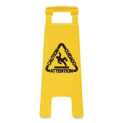 Site Safety Wet Floor Caution Sign, 2-Sided, 10 x 2 x 26, Yellow