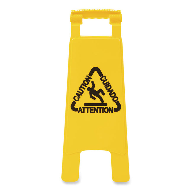 Site Safety Wet Floor Caution Sign, 2-Sided, 10 x 2 x 26, Yellow