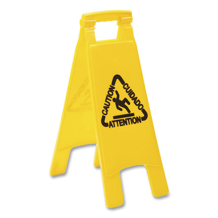 Site Safety Wet Floor Caution Sign, 2-Sided, 10 x 2 x 26, Yellow