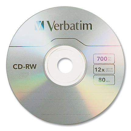Cd-Rw Rewritable Disc, 700 Mb/80 Min, 12x, Spindle, Silver, 25/pack