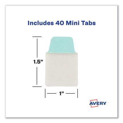 Ultra Tabs Repositionable Tabs, Mini Tabs: 1" x 1.5", 1/5-Cut, Assorted Pastel Colors, 40/Pack