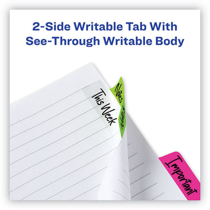 Ultra Tabs Repositionable Tabs, Margin Tabs: 2.5" x 1", 1/5-Cut, Assorted Neon Colors, 24/Pack