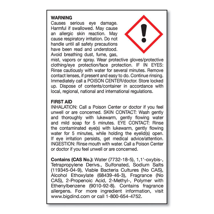 Enzym D Digester Deodorant, Mint, 1 Gal, Bottle, 4/carton