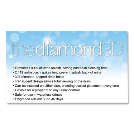 Diamond 3d Urinal Screen, Melon Mist Scent, Clear, 10/pack, 6 Packs/carton