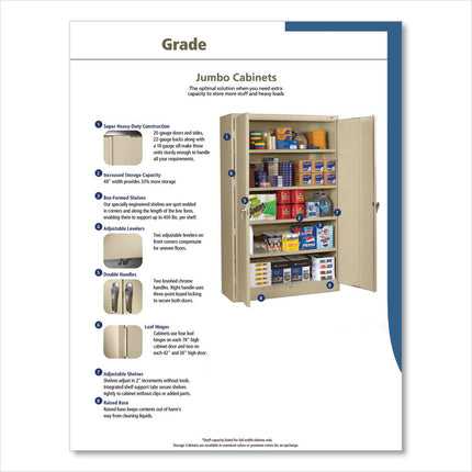 Assembled Jumbo Steel Storage Cabinet, 48w X 24d X 78h, Light Gray