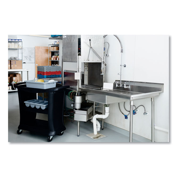 Cutlery Bin, 4 Compartments, 11.5 x 21.25 x 3.75, Plastic, Gray