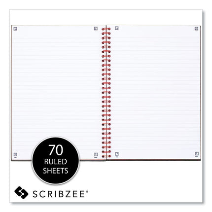 Hardcover Twinwire Notebooks, SCRIBZEE Compatible, 1-Subject, Wide/Legal Rule, Black/Red Cover, (70) 9.88 x 6.88 Sheets