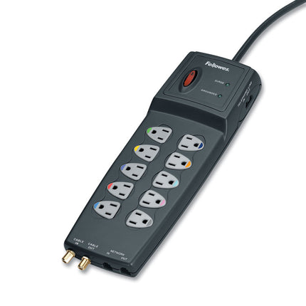 Power Guard Surge Protector, 10 AC Outlets, 10 ft Cord, 3,300 J, Graphite Gray