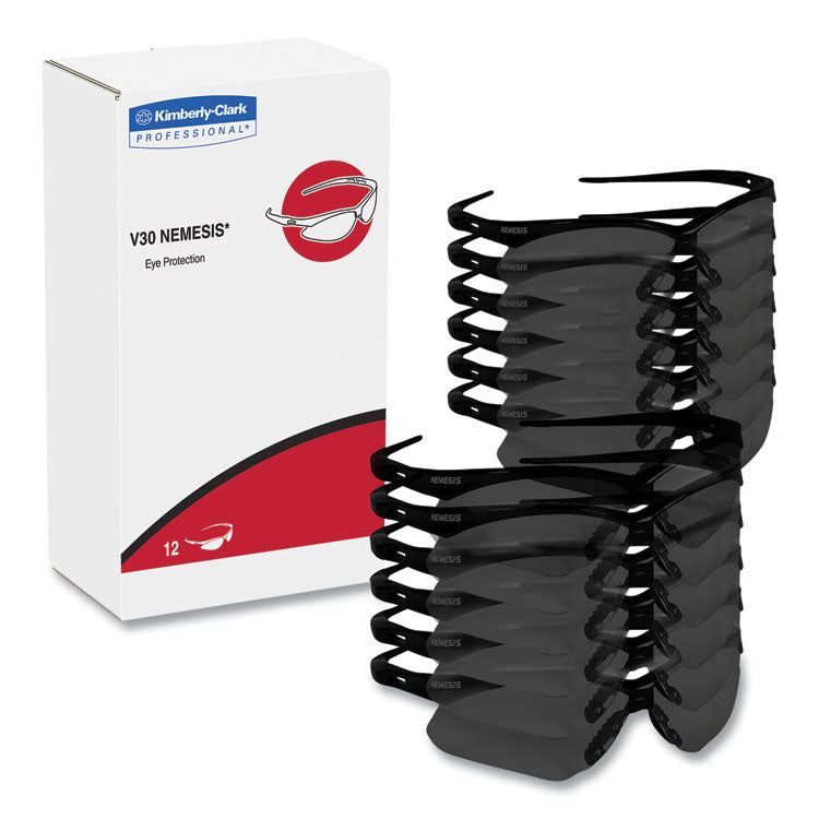 V60 Nemesis Rx Reader Safety Glasses, Black Frame, Smoke Lens, +2.5 Diopter Strength, 6/Box