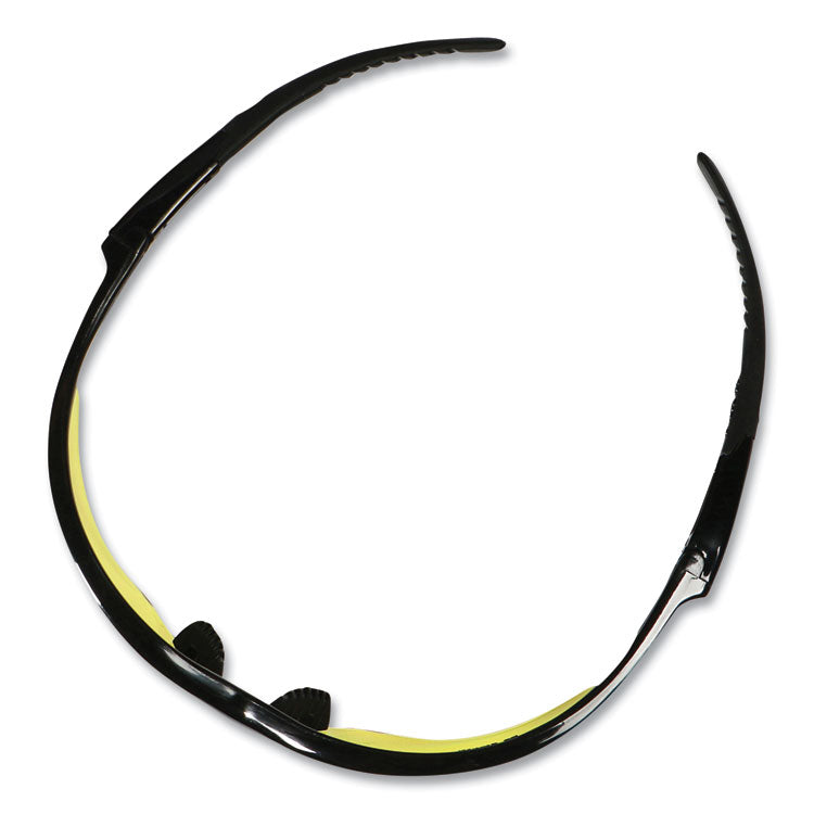 Nemesis Safety Glasses, Black Frame, Amber Lens, 12/Box