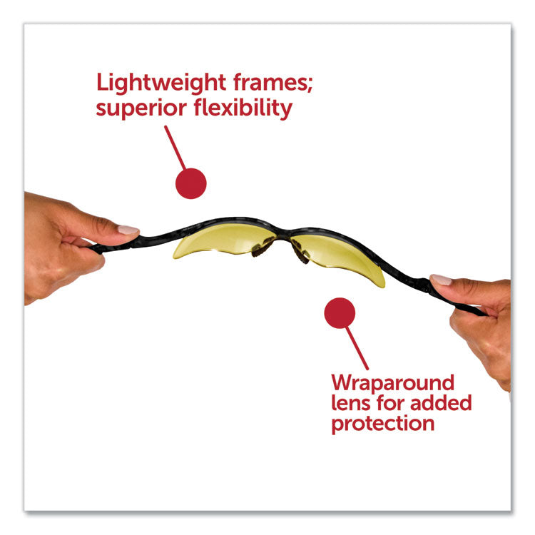 Nemesis Safety Glasses, Black Frame, Amber Lens, 12/Box