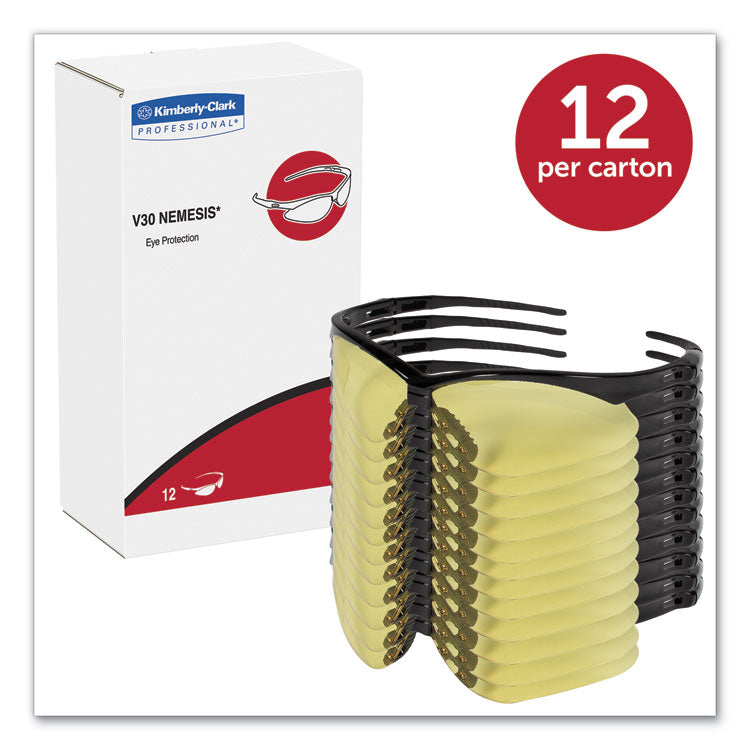 Nemesis Safety Glasses, Black Frame, Amber Lens, 12/Box