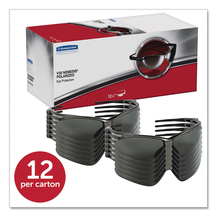 Nemesis Safety Glasses, Gunmetal Frame, Smoke Lens, 12/Box