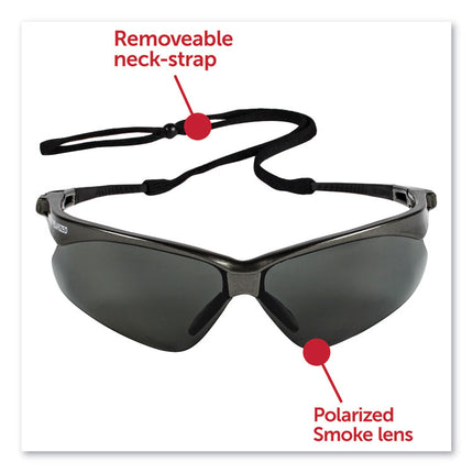 Nemesis Safety Glasses, Gunmetal Frame, Smoke Lens, 12/Box
