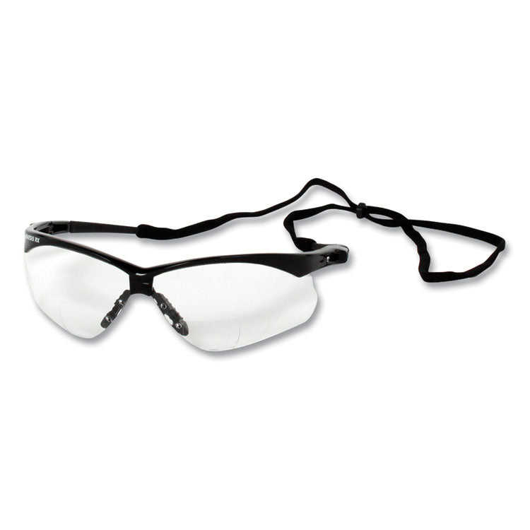 V60 Nemesis Rx Reader Safety Glasses, Black Frame, Clear Lens, +3.0 Diopter Strength, 6/Box