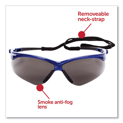 Nemesis Safety Glasses, Metallic Blue Frame, Smoke Lens, 12/Box