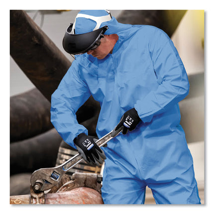 A65 Zipper Front Flame-Resistant Hooded Coveralls, Elastic Wrist and Ankles, X-Large, Blue, 25/Carton