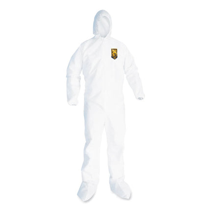 A20 Breathable Particle Protection Coveralls, Elastic Back, Hood And Boots, Large, White, 24/carton