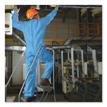 A65 Zipper Front Flame-Resistant Hooded Coveralls, Elastic Wrists and Ankles, 6X-Large, Blue Denim, 21/Carton