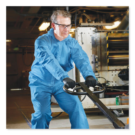 A65 Zipper Front Flame-Resistant Hooded Coveralls, Elastic Wrist and Ankles, X-Large, Blue, 25/Carton
