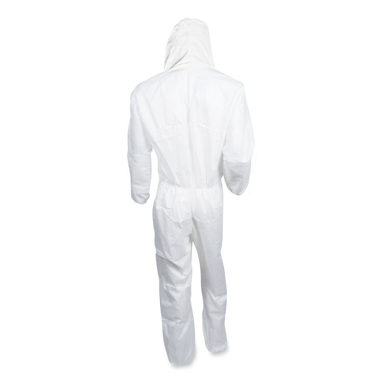 A20 Breathable Particle Protection Coveralls, Elastic Back, Hood, Medium, White, 24/carton