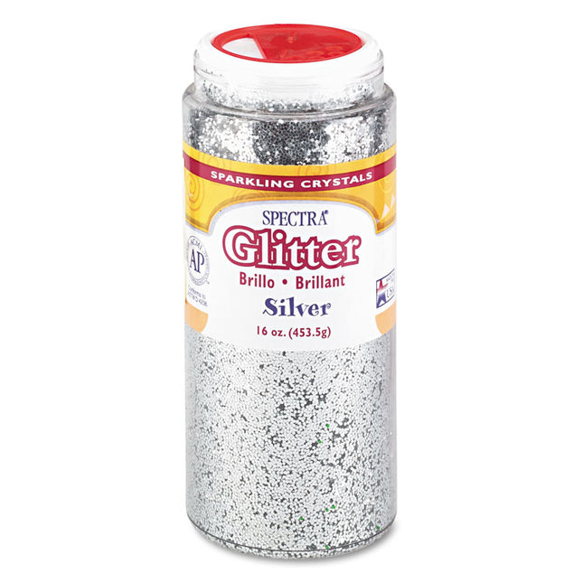 Spectra Glitter, 0.04 Hexagon Crystals, Silver, 16 Oz Shaker-Top Jar