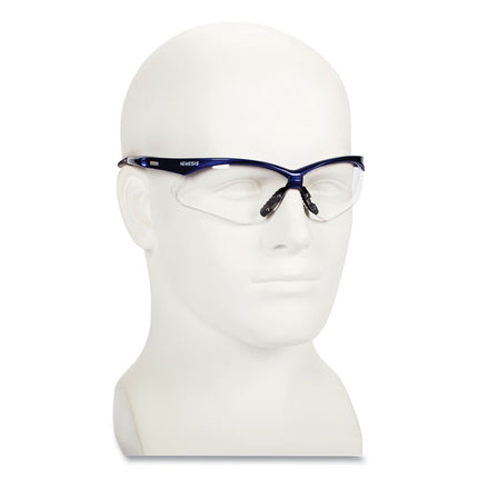 Nemesis Safety Glasses, Metallic Blue Frame, Clear Anti-Fog Lens, 12/Box