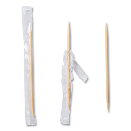 Cello-Wrapped Round Wood Toothpicks, 2.5", Natural, 1,000/box, 15 Boxes/carton