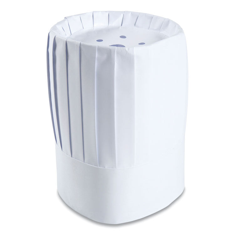 Pleated Chef's Hats, Paper, Adjustable, 10" Tall, One Size, White, 24/Carton
