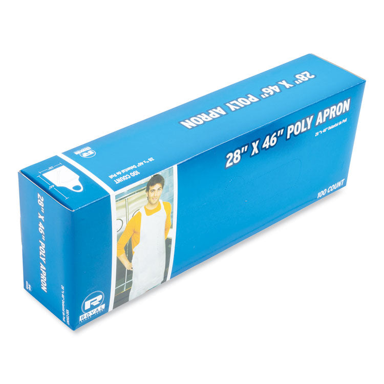 Poly Apron, 28 x 46,  One Size Fits All, White, 100/Pack, 10 Packs/Carton