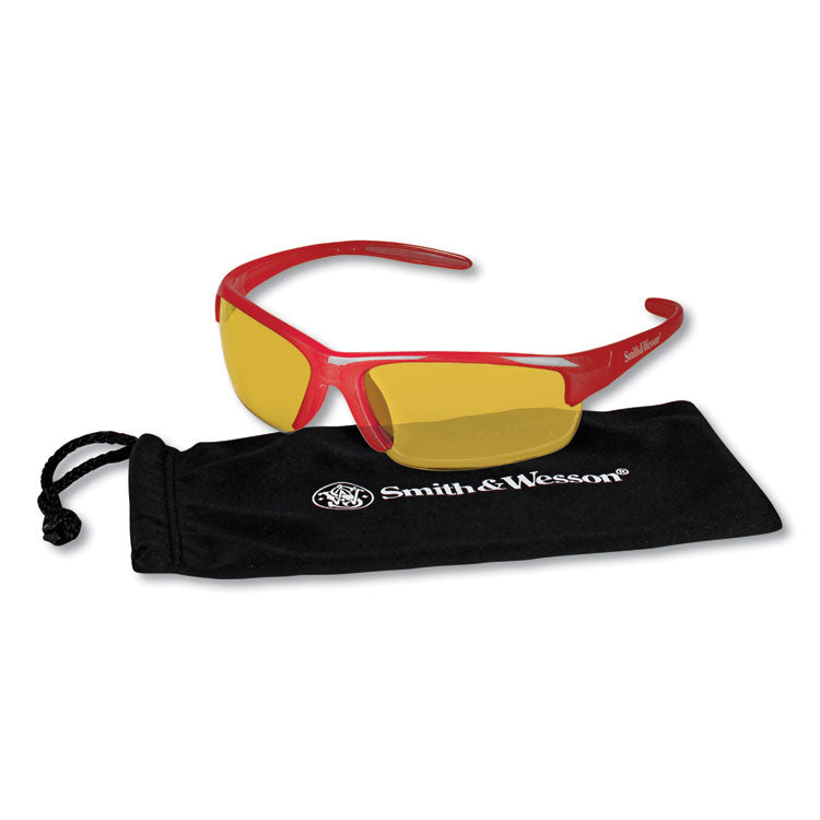 Equalizer Safety Glasses, Red Frames, Amber/yellow Lens, 12/Box