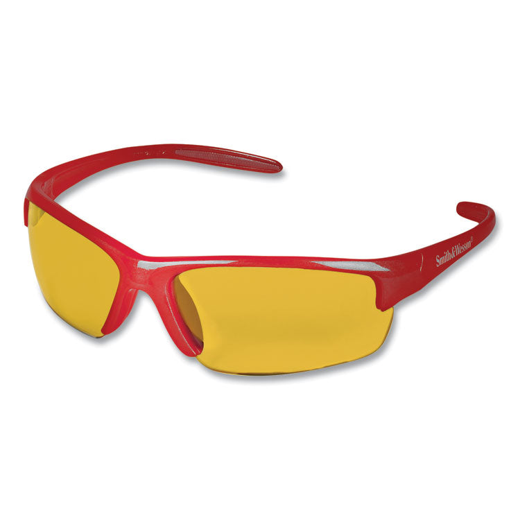 Equalizer Safety Glasses, Red Frames, Amber/yellow Lens, 12/Box