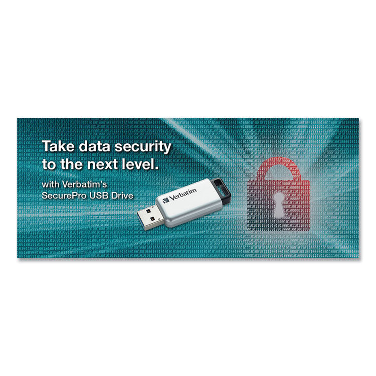 Store 'n' Go Secure Pro Usb Flash Drive With Aes 256 Encryption, 128 Gb, Silver