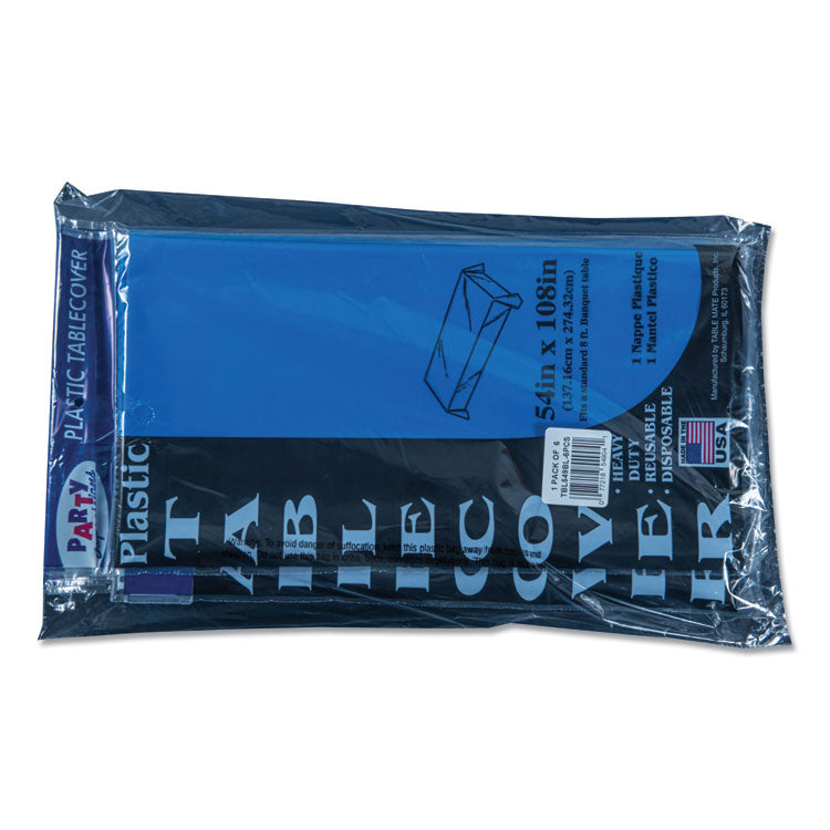 Table Set Rectangular Table Cover, Heavyweight Plastic, 54" X 108", Blue, 6/pack