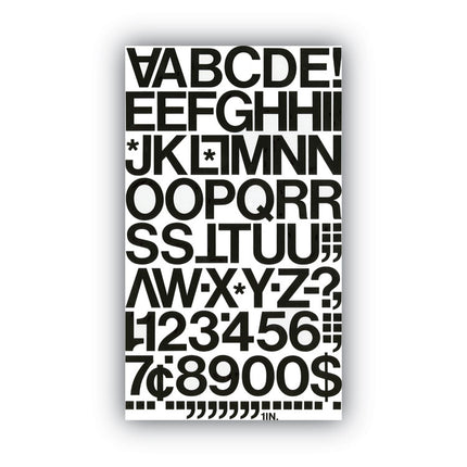 Press-On Vinyl Letters And Numbers, Self Adhesive, Black, 1"h, 88/pack