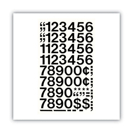 Press-On Vinyl Numbers, Self Adhesive, Black, 1"h, 44/pack