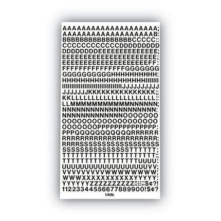 Press-On Vinyl Letters and Numbers, Self Adhesive, Black, 0.25"h, 610/Pack
