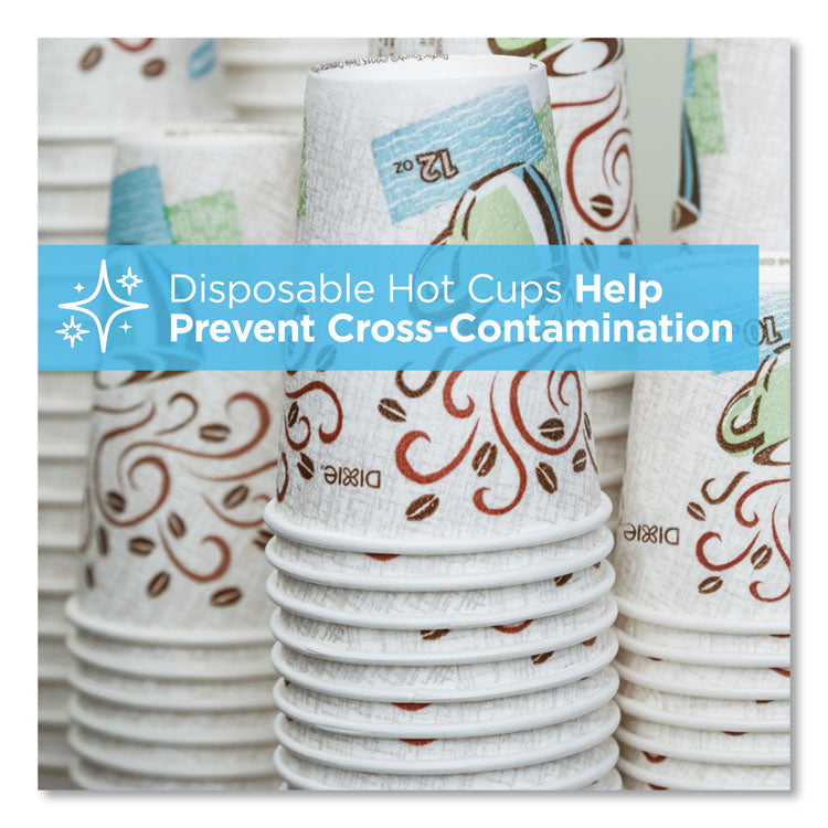PerfecTouch Paper Hot Cups, 10 oz, Coffee Haze Design, 25/Sleeve, 20 Sleeves/Carton