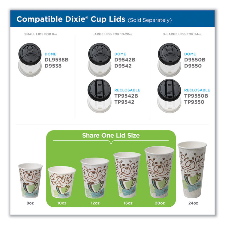 PerfecTouch Hot Cups, Individually Wrapped, 8 oz, Paper, Coffee Haze Design, 50/Sleeve, 20 Sleeves/Carton