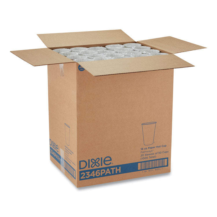 Pathways Paper Hot Cups, 16 oz, White/Brown, 50/Sleeve, 20 Sleeves/Carton