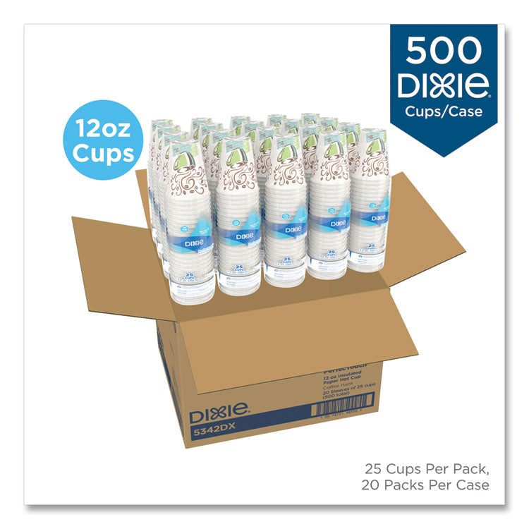 PerfecTouch Paper Hot Cups, 12 oz, Coffee Haze Design, 25/Sleeve, 20 Sleeves/Carton