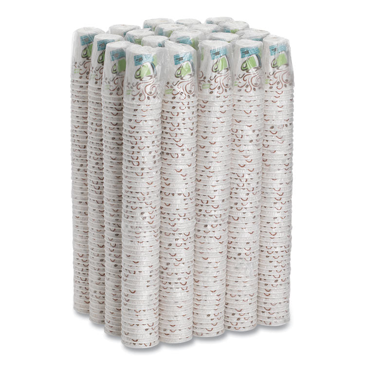 Perfectouch Paper Hot Cups, 12 Oz, Coffee Haze Design, Individually Wrapped, 1,000/carton
