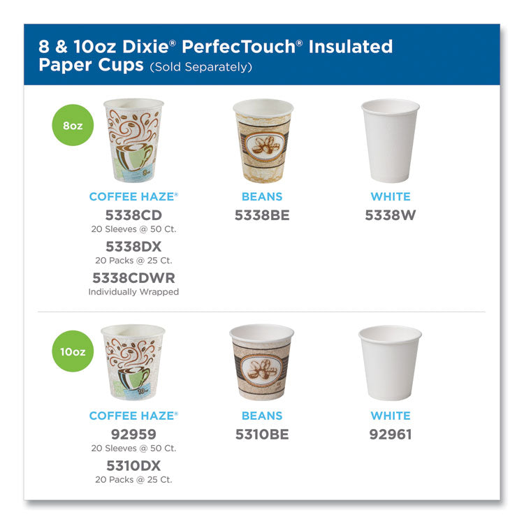 Perfectouch Paper Hot Cups, 8 Oz, Coffee Haze Design, 50/sleeve, 20 Sleeves/carton