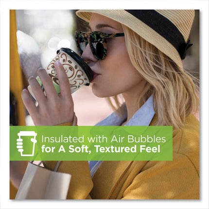 PerfecTouch Hot Cups, Individually Wrapped, 8 oz, Paper, Coffee Haze Design, 50/Sleeve, 20 Sleeves/Carton