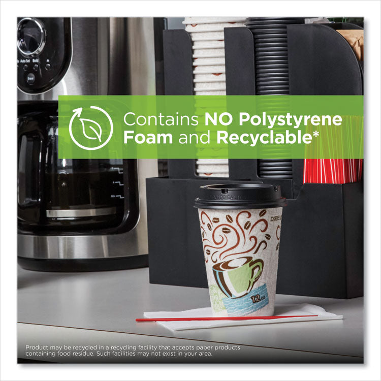 PerfecTouch Paper Hot Cups, 12 oz, Coffee Haze Design, 25/Sleeve, 20 Sleeves/Carton