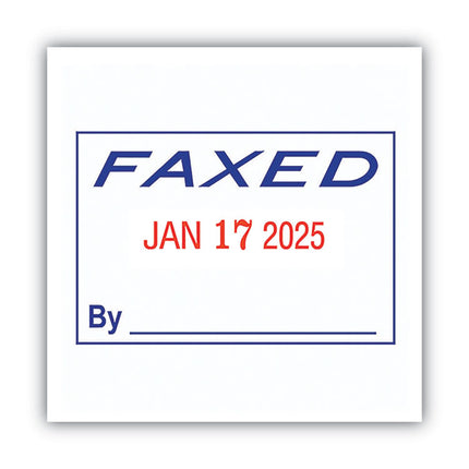 Model S 360 Two-Color Message Dater, 1.75 X 1, "faxed," Self-Inking, Blue/red